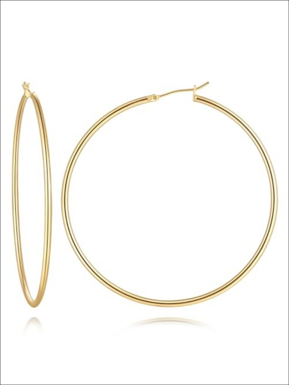14K Gold Plated Hoop Earrings for Women 20mm-70mm Sizes